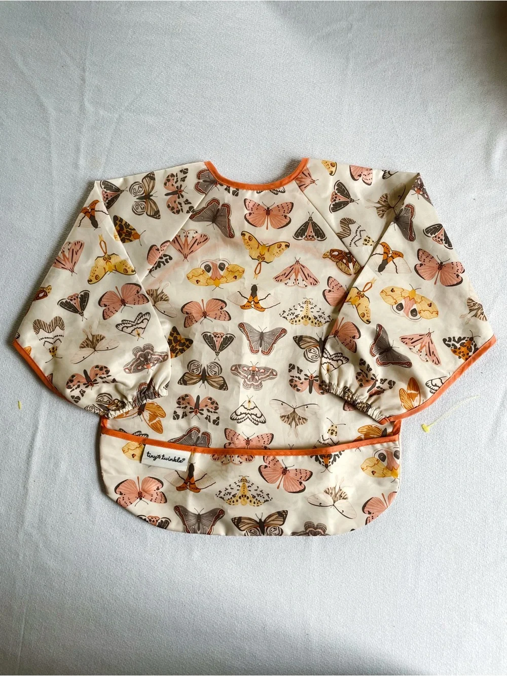 TINY TWINKLE Tiny Twinkle Mess Long Sleeve Bib Apron Art Food Butterfly Moth